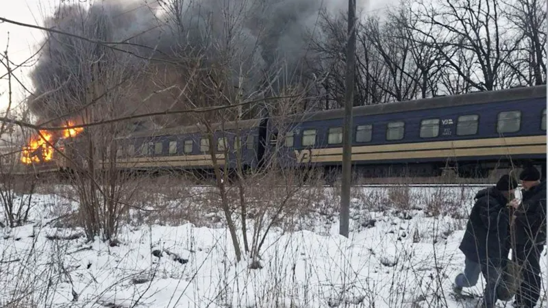 Aftermath of a Russian drone attack on a passenger train in the Kharkiv region. It is believed the Geran-2 drone used was equipped with a Starlink terminal.